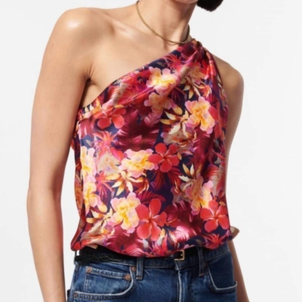 NWT Cami NYC Darby Floral Silk One-Shoulder Bodysuit